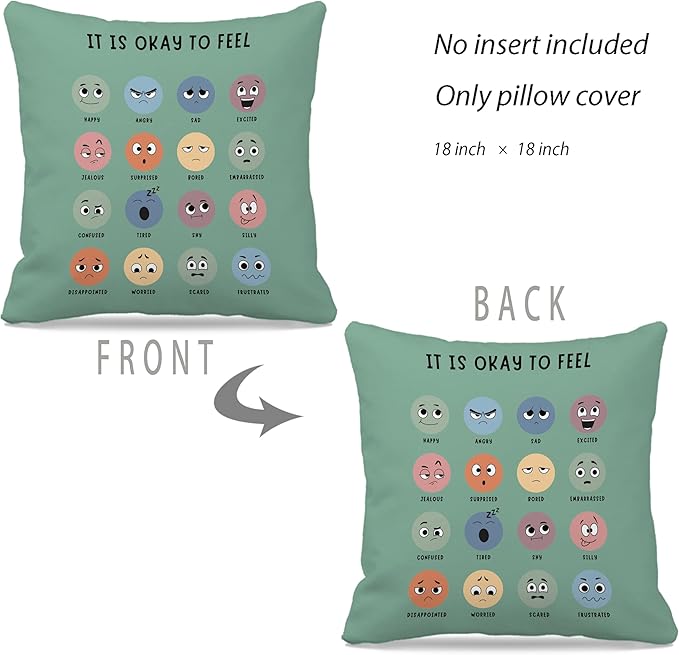Nogrit Mental Health Pillowcase Decor for Counseling Office Must Haves Throw Pillow Cover, Calming Corner,Mental Health Counselor Gifts, Calming Corner Pillow Covers 18x18 Green