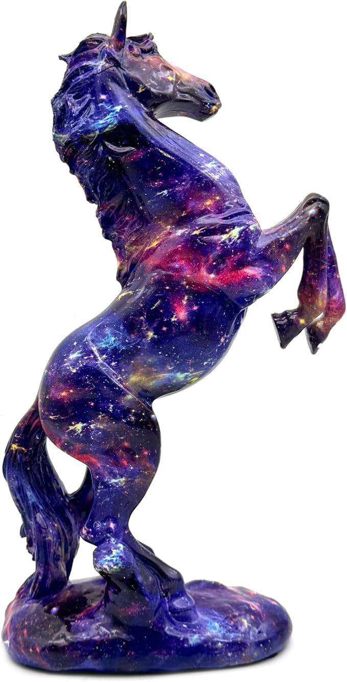 FUNSXBUG Colorful Art Horse Statue Figurines Ornament Sculpture Collectibles Home Office Living Room Desktop Display Tabletop Decoration Resin