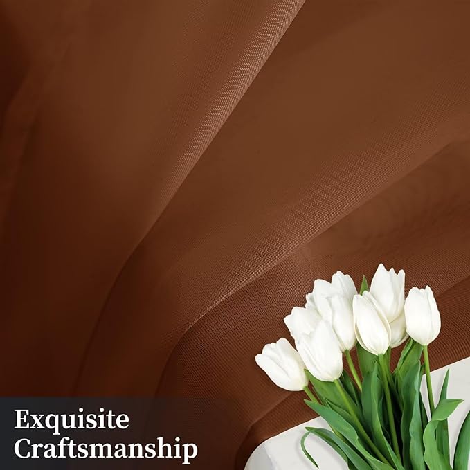 Sheer Curtains 72 Inches Long 2 Panels, Rod Pocket Short Curtain for Kitchen, Bedroom, Cafe Window(Brown 38" W x 72" L)