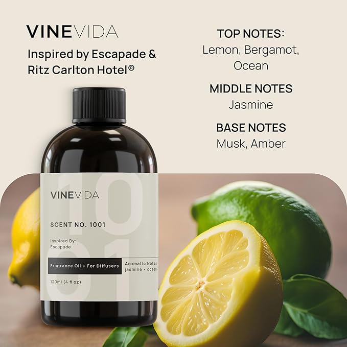 VINEVIDA (32oz) Hotel Fragrance Collection Diffuser Oil - Hotel Scents Diffusers for Home - Cold Air Diffuser Oil - Hotel Scent Essential Oil - Scent No.1001 Inspired by Ritz Carlton Hotel