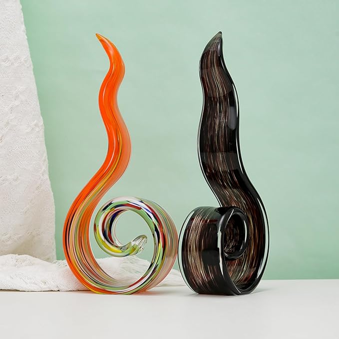 11.4" Tall Hand-Blown Glass Sculpture Murano-Style Sculpture Art Ornament Statue Figurines Home Decor Accent Piece Coastal Ocean Nautical Home Decor,Shelf,TV Stand,Tabletop Centerpieces,Wonderful Gift