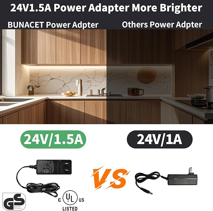 COB LED Strip Light 40ft/12m (1 Roll) Warm White 3000K High Lumen CRI 90+ with UL Listed Power Adapter RF Remote for Bedroom Counter Under Cabinet Kitchen Projects