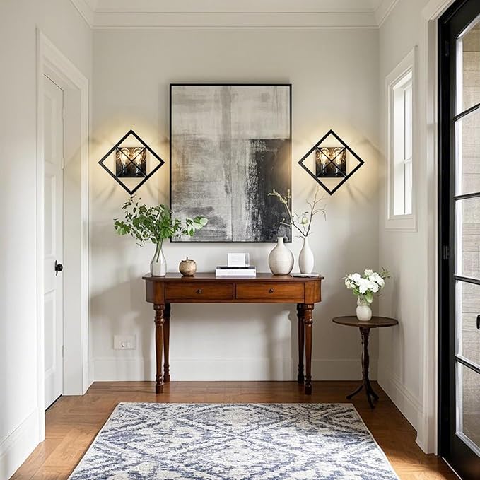 Black Wall Sconces,17.8 in Rustic Wall Sconces Mount Lamp Indoor for Living Room Bedroom Bathroom Stairway(E26 Base, Bulbs Not Include 1Pack) Gray Marble Texture