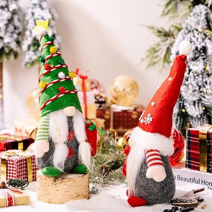 Christmas Gnomes Plush Decoration,Gnome Plush Christmas Decoration Handmade Swedish Dwarf Scandinavian Tomte Elf Gnomes for Home Office Table Decor,Red