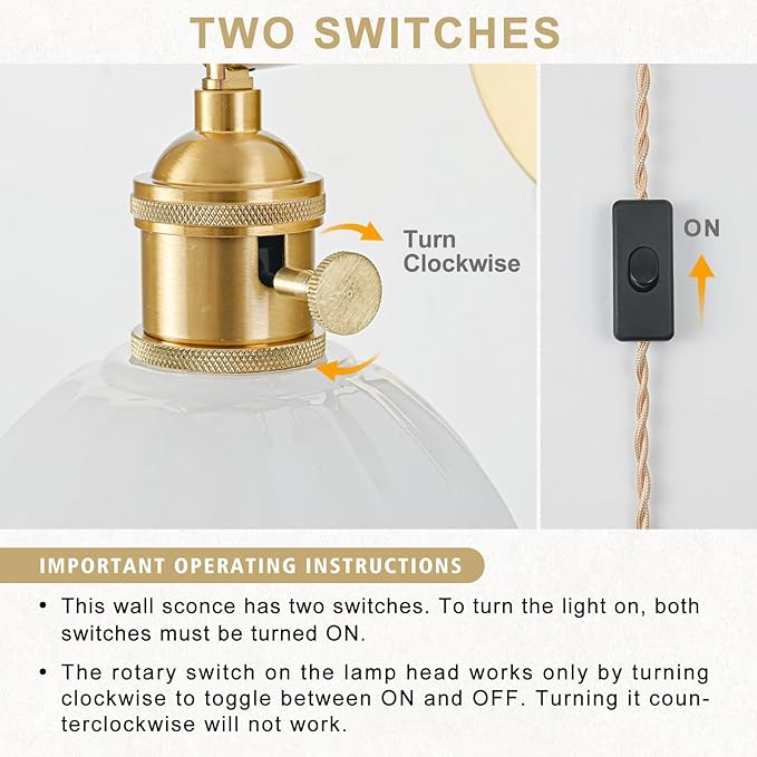 Plug in Wall Sconces Set of 2, Vintage Wall Sconce Light with Tulip Milk White Glass Lampshade, 180° Adjustable Wall Sconce with Switch and Plug in Wall lamp Cord, Gold Wall Light Wall Decor Set of 2
