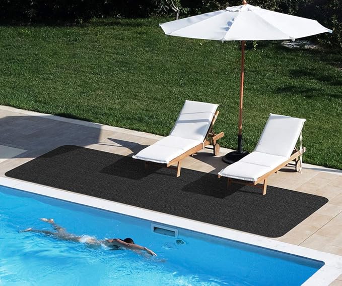 House, Home and More Indoor Outdoor Double-Ribbed Carpet Runner with Skid-Resistant Rubber Backing - Smokey Black - 3 Feet x 15 Feet