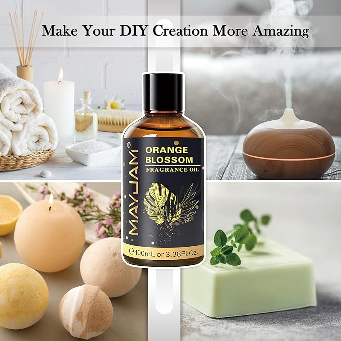 MAYJAM 100ML/3.38FL.OZ Orange Blossom Fragrance Oils with Glass Dropper, Essential Oils for Diffusers for Home, Long Lasting Scented Oils for Diffusers Soap Candle Making