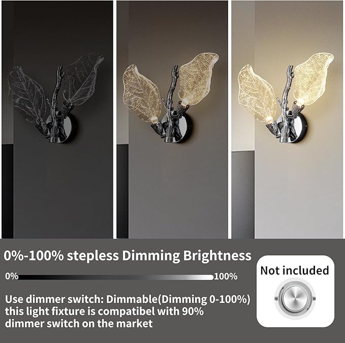 Wall Sconces, Silver Bathroom Sconces Wall Lighting with Clear Acrylic Leaf, Modern Sconces Wall Decor Wall Light fixtures for Bathroom Mirror Living Room Hallway Bedroom Stairs (1pcs,Silver)