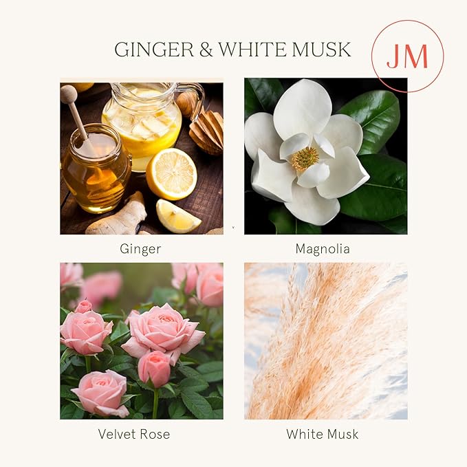 LA JOLIE MUSE Fall Candle | Ginger & White Musk Candle – Ginger, Lemongrass & Musk | 19 oz Wooden Wick | Natural Soy Wax | 90 Hours Clean Burn | Gift-Ready for Fall Transitions| Seasonal Home Décor