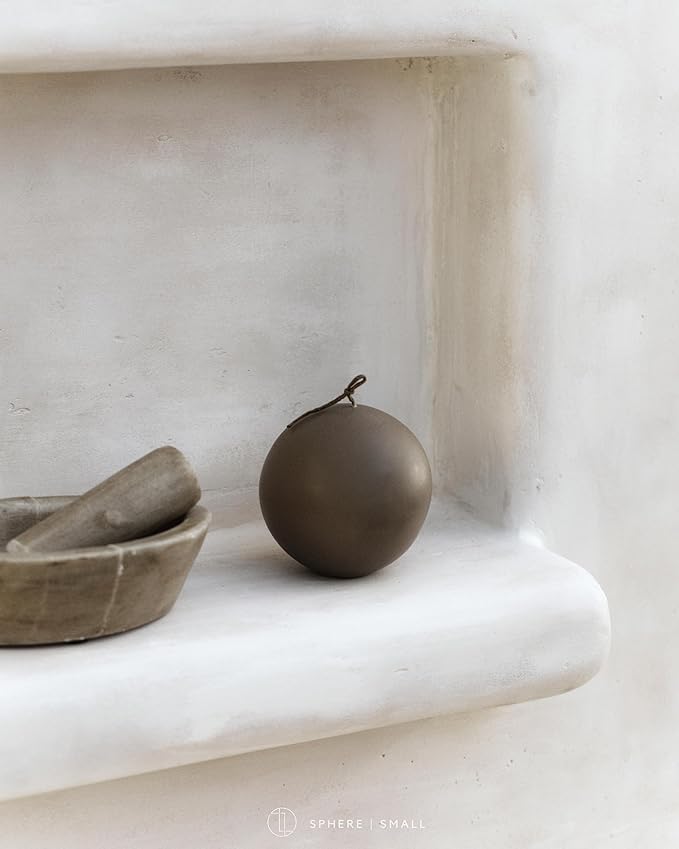LAWA Sphere Candle - Beautiful Handmade Pillar Scented Soy Wax Elegant Aesthetic Candle Housewarming Gift Home Room Shelf Decor Idea (Kobicha, Small)