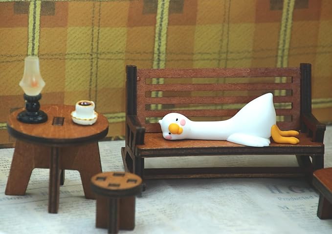 Miniature Ducks Figurines Statue, Adorable Ducks Collectibles Mini Sculpture for Shelf Desk and Bedroom Decor, Cute Home Decorations and Gifts (Lie Down Duck)