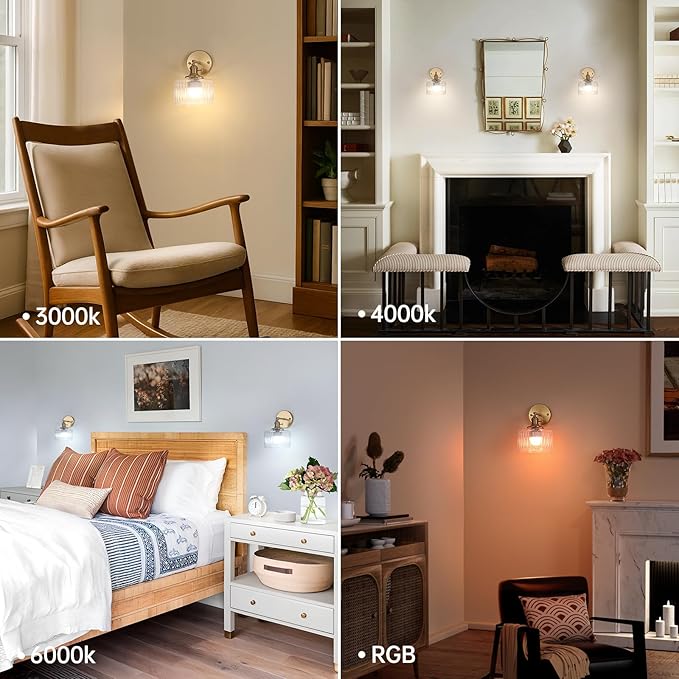 Vintage Battery Operated Wall Sconce with Clear Striped Glass Lampshade 5000 mAh Rechargeable Battery Powered Wall Light with Remote Control for Bedside Bedroom Doorway, Set of 2