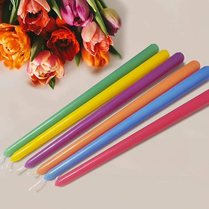 Long Taper Candles 6 Pcs Unscented Taper Candlesticks for Dinner Home Decor Kitchen Wedding Birthday Party Decorations