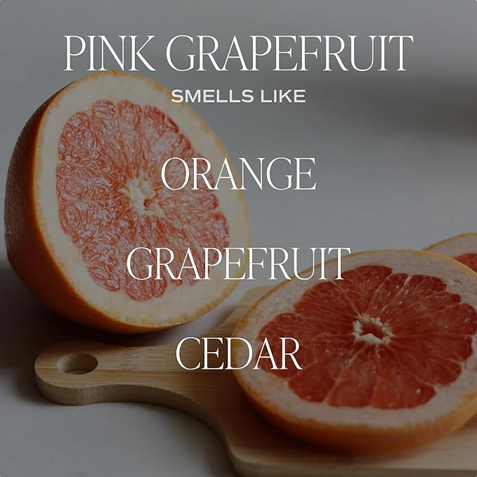 Sweet Water Decor Pink Grapefruit Scented Candles - Soy Candles with Grapefruit, Musk & Cedar for Home Decor - Candle Wax with 40 Hours Burn Time - 9oz Gold Lid Clear Jar Candles for Home Scented