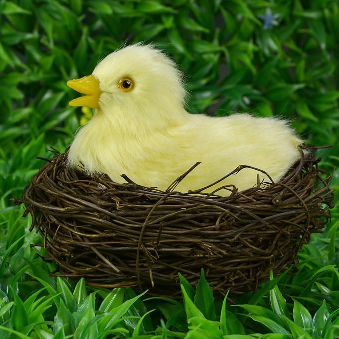 Cute Simulation Duck 4pcs,Realistic Plush Duck with Nest,Lifelike Animal, Statue ,Easter Christmas Thanksgiving Simulation for Home Decors Model Gift Miniatures Decorations