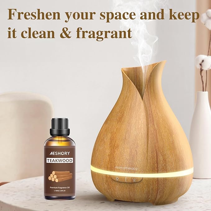 Teakwood Fragrance Oil 3.38FL.OZ - Aromatherapy Essential Oils for Diffusers for Home, Teakwood Scented Oils for Massage, Soap Candle Making Scents - 100ML