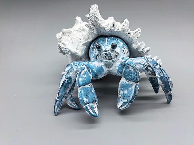 VVGIFTS Beach Coastal Decor Blue Hermit Crab with Shell Figurines Decor Home Office Desk Sculpture Statue for Tabletop Shelf Bathroom Decoration Ornament Gift (Blue)