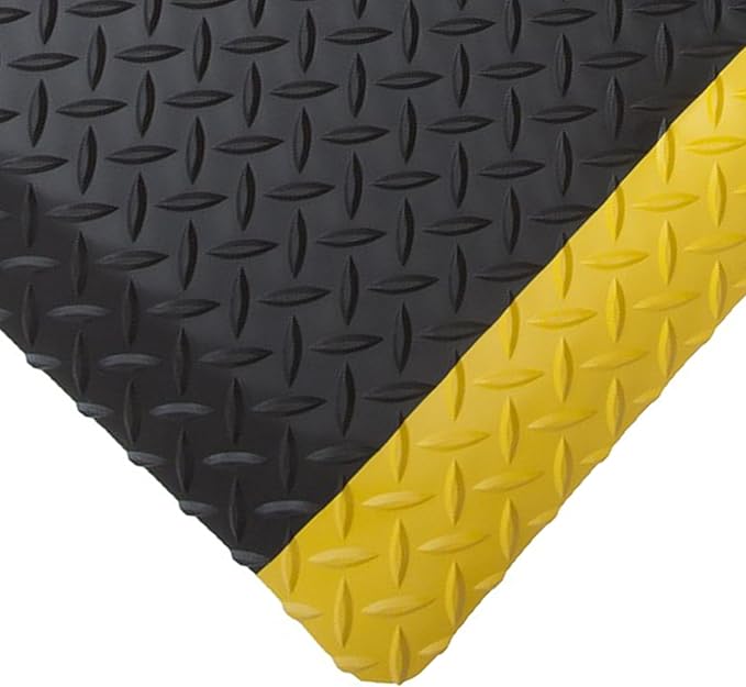 Rhino Mats, American Classic Diamond Anti-Fatigue Mats, Industrial Ergonomic Comfort Standing Mat for Work, Home, Garage, Office, Kitchen or Anywhere (Black/Yellow 9/16" Thick, 2 FT. x 18 FT.)