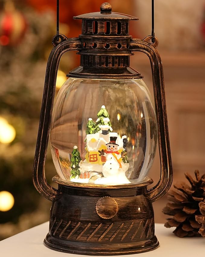 Christmas Decorations Snowman Snow Globes Musical Lighted with 6H Time Glittering Village Christmas Decor Snow Globes Snowman Gifts