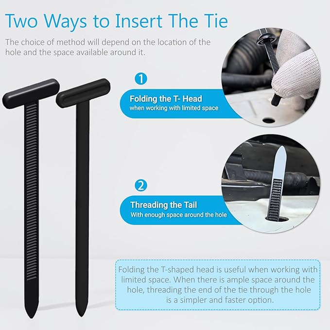 2026 Upgraded Nylon Universal Cable Tie Buckle, Heavy Duty Self-Locking Rivet Zip Ties, Multifunctional Cable Tie Buckle for Car Daily Repair, Home, Office, Garden, Workshop(50Pcs)