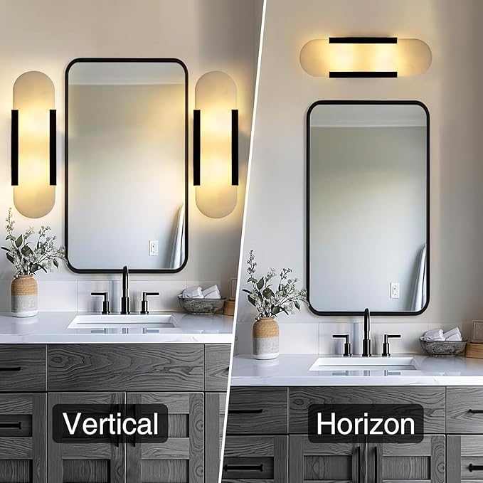 13.8in Alabaster Wall Sconces,Natural Marble Wall Lighting,Alabaster Wall Lamp for Bedroom Stairs, Living Room, Vanity, Hallway Bedside(Bulb Included)