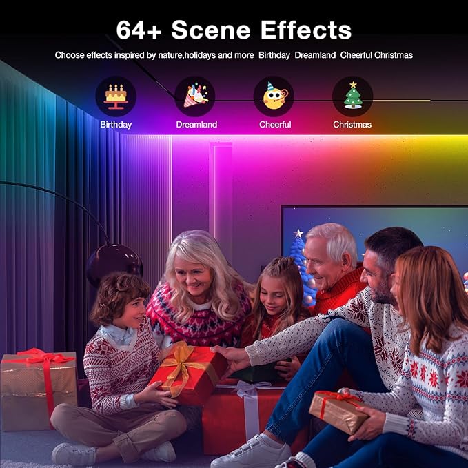 DAYBETTER BGRIC LED Lights for Bedroom, 16.4FT RGB LED Lights with Bluetooth APP & Remote Control 24V 5050 Color Changing LED Strip Lights Music Sync for Room Home Party Wall Indoor Decor