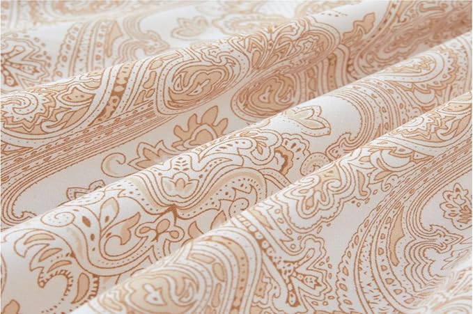 Spirit Linen home Twin Size Bed Sheets Set Deep Pockets - 6PC Paisley Ultra Soft Microfiber Bed Sheets - Easy to Clean, 90 Thread Count Sheets with Fitted Sheet, Flat Sheet & Pillowcases (Taupe)