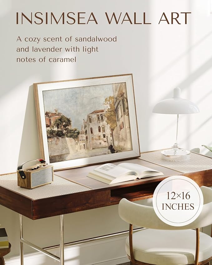 InSimSea Framed Canvas Wall Art Classical Cityscape Artwork Wall Decorations View of Venice Canvas Prints Bathroom Pictures Farmhouse Office Home Wall Decor 12x16In