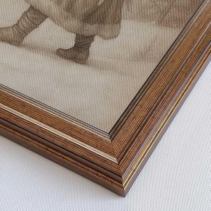 Vintage Christmas Decor Farmhouse Wall Art Gold Framed Rustic Winter Landscape Santa Pictures Painting for Home Living Room Decor (Santa, 12L" x 9.5W")