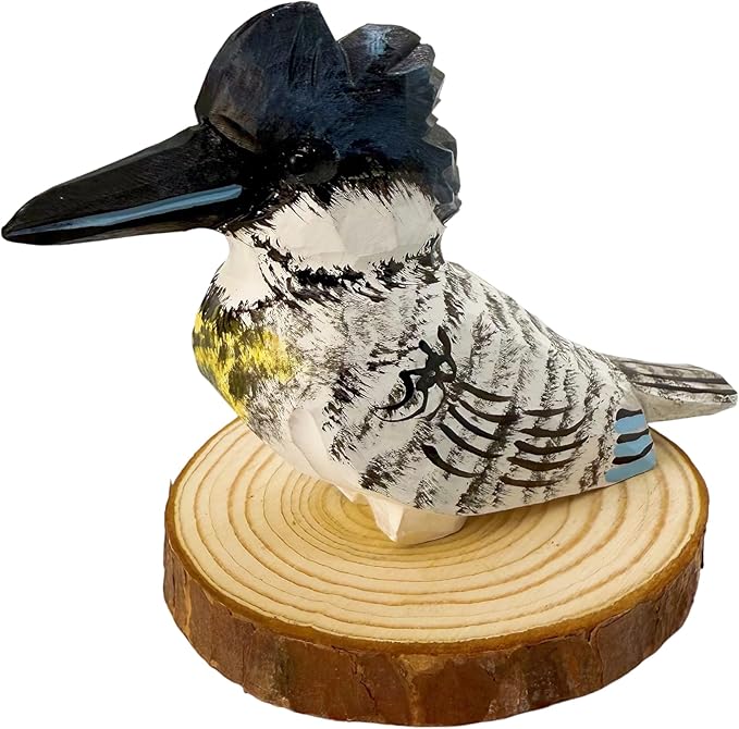 Wooden Bird Figurines Funny Desk Accessories Hand Carved Wood Decorative Small Birds Animal Miniature Statues Ornament for Home Room Decor (Black Beak)