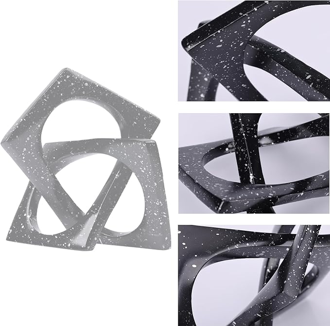 DOVDOV Black Home Room Decor, Geometric Knot Figurines, Unique Home Decor, Modern Decorations for Shelf Mantle Coffee Table tv Stand Console trinkets.