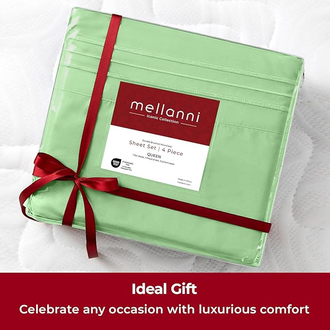 Mellanni Twin Sheets Set - 3 PC Iconic Collection Bedding - Hotel Luxury, Extra Soft, Cooling Bed Sheets - Wrinkle, Fade, Stain Resistant (Twin, Pistachio)