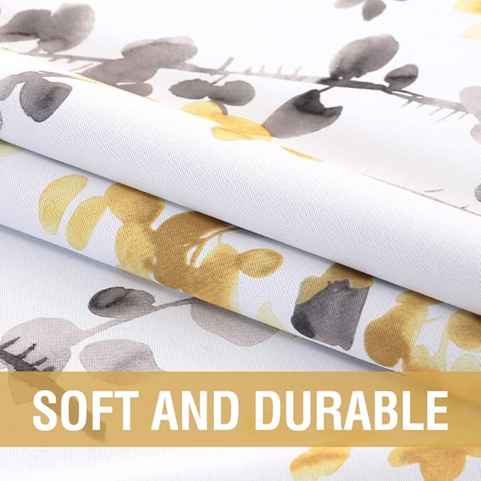 H.VERSAILTEX Floral Curtains 63 Inches Long Printed Pattern Room Darkening Curtains for Bedroom Rod Pocket Window Treatment Curtains, 2 Panels, Classical Floral Grey and Yellow