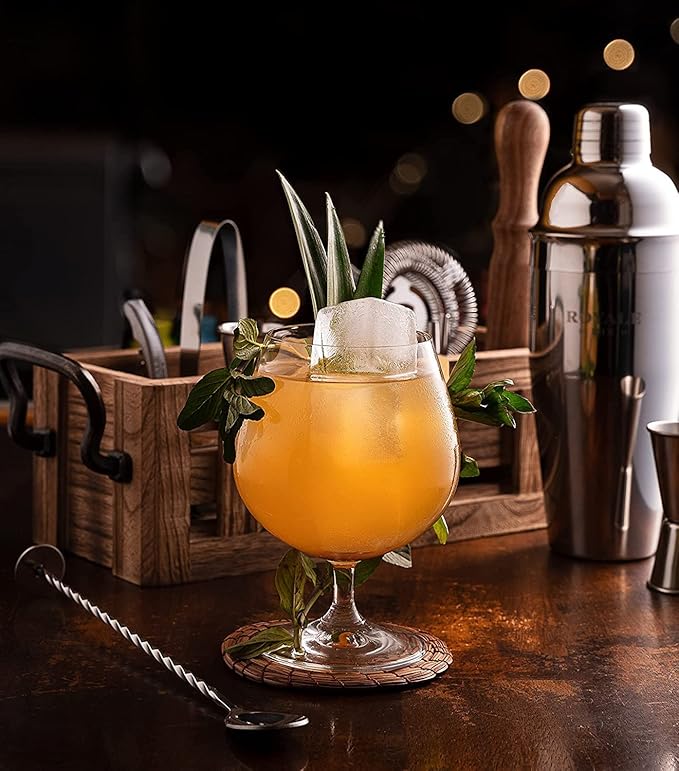 Mixology Bartender Kit with Stand - Bar Set with 25 Cocktail Kit Cards - Bar Kit Drink Mixer Set with Bar Tools - Cocktail Shaker Set Bartending Kit - Ideal Drink Shaker for Housewarming Gift. (Gold)