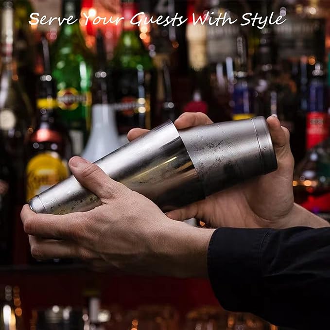 Ailelan Boston Cocktail Shaker Set, Professional Bar Shaker Set Bartender Kit, Stainless Steel Martini Shaker with Weighted 28oz Unweighted 18oz Drink Mixer Tins Bartending Tools for Bartender