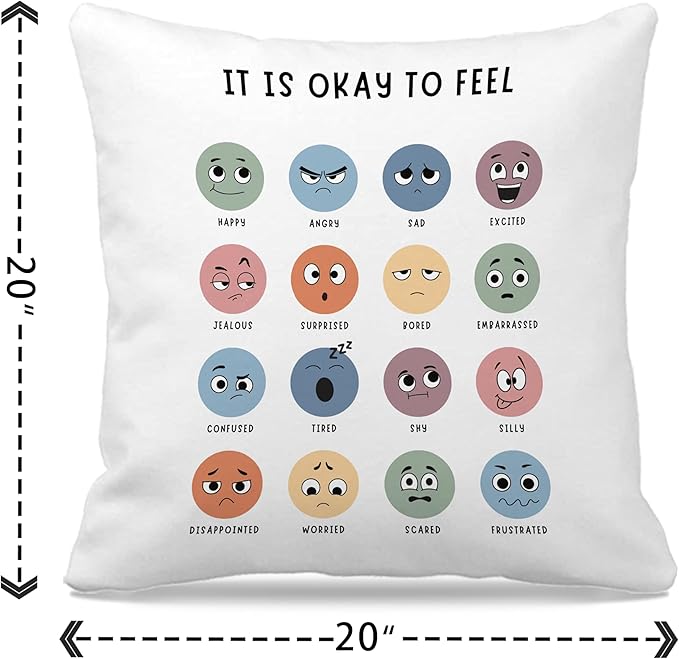 Nogrit Counseling Office Must Haves Throw Pillow Cover, Calming Corner, Mental Health Pillowcase Decor for Home Kids,Mental Health Counselor Gifts, Calming Corner Pillow Covers 20x20 White