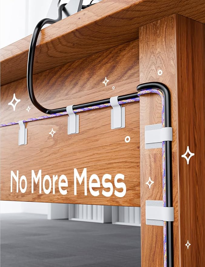 Adhesive Wire Management, 100pcs Hook and Loop Cable Ties, Adjustable Cable Straps, Sticky-Back Cord Organizer for Kitchen Appliances, Office, Home - White