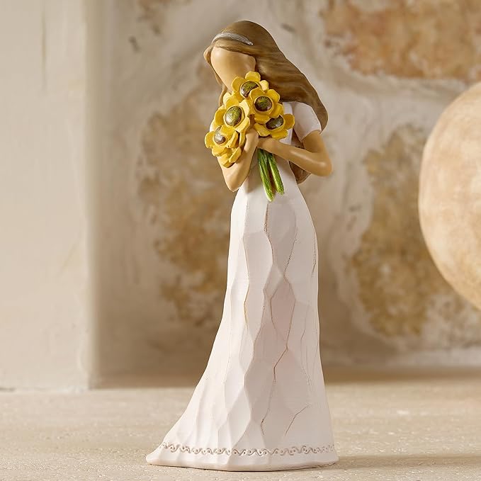 Encouragement Gifts for Women Friends Daughter Kids Inspirational Support Sunflower Gifts for Women Birthday 6.7" Resin Sculpted Hand-Painted Figurines Home Decor