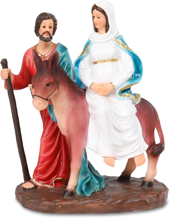 Christmas Village 7.9 Inch Nativity Sets Figurine Nativity Scene Interior Display Figurines Decorations Room Tabletop Indoor Decor