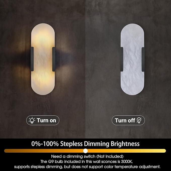 13.8 in Matte Black Alabaster Wall Sconces, Natural Marble Wall Sconces Indoor Alabaster Sconces for Living Room Modern Alabaster Sconces Wall Lighting for Dining Room Stairs Bedroom Bath