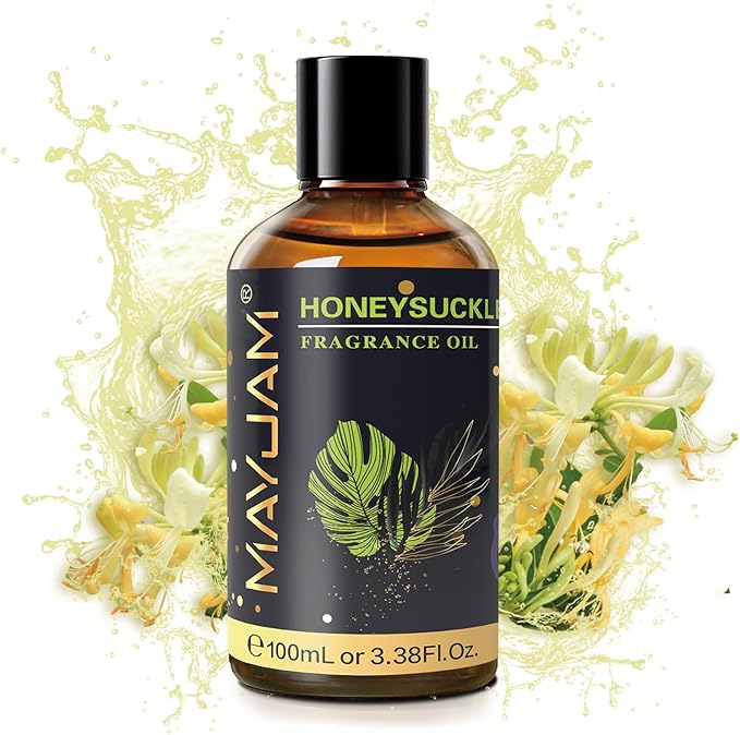MAYJAM 100ML/3.38FL.OZ Honeysuckle Fragrance Oils with Glass Dropper, Essential Oils for Diffusers for Home, Long Lasting Scented Oils for Diffusers Soap Candle Making