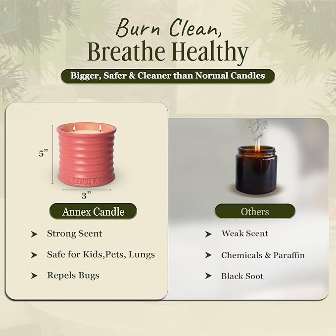 Scented Luxury Candles in Handmade Ceramic Jars, Soy Wax | Canal Rose β Rose Bud & Oud Scented, Large Candle | Non Toxic, 2 Wicks, Reusable Big Pink Jar | Natural Spring Aromatherapy for Women & Men