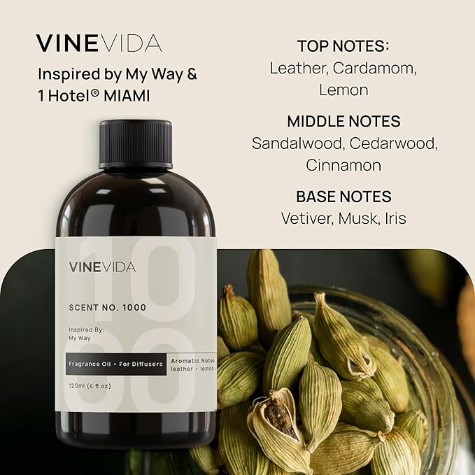 VINEVIDA (4oz) Hotel Fragrance Diffuser Oil - Hotel Scents Diffusers for Home - Cold Air Diffuser Oil - Hotel Scent Essential Oil - Scent No.1000 Inspired by My Way
