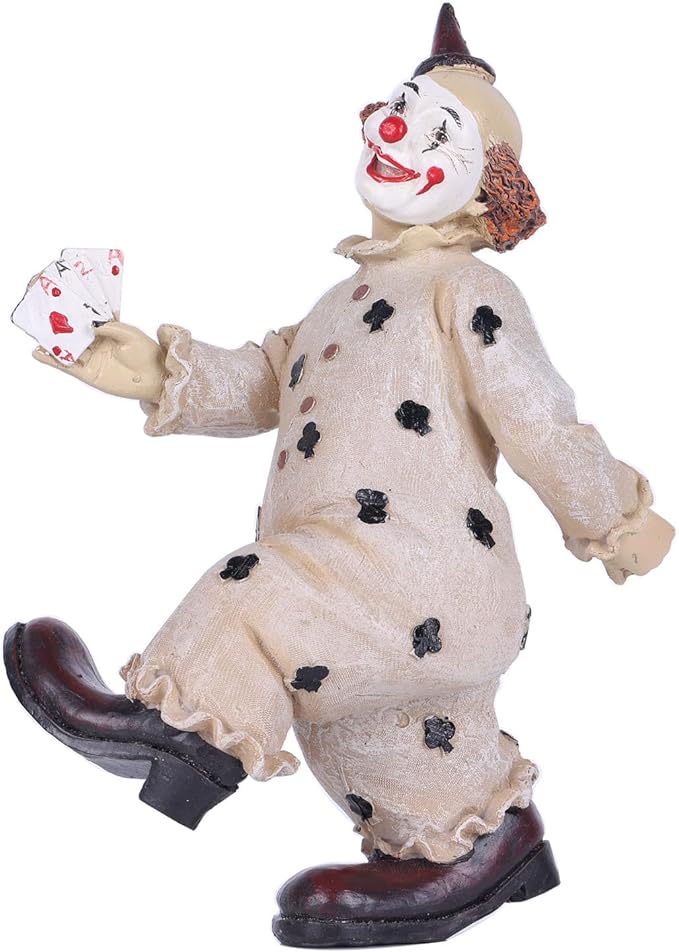 orenm Creative Clown Circus Statues,Interesting Home Decor Resin Sculpture,Handmade Crafts Collectible Art Figures Decor Ornament,Christmas,Parties and Events Desktop Decor (Poker)