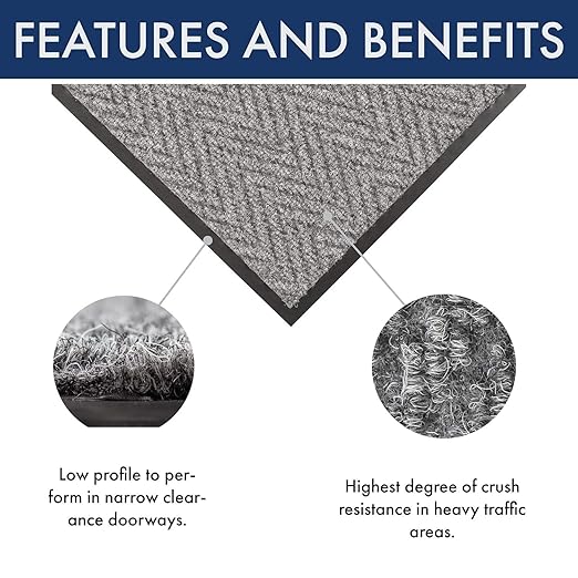 Notrax 118 Arrow Trax® Entrance Mat, for Home or Office, 4' X 6' Gray