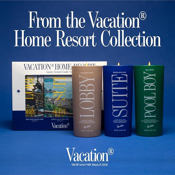 Vacation Partial Ocean View Suite Candle, Luxury Candle with Fresh Linen, Ocean Breeze & Cotton Scent. Relaxing Scent for Home Decor. Premium Gift for Home Decor & Ocean Lovers