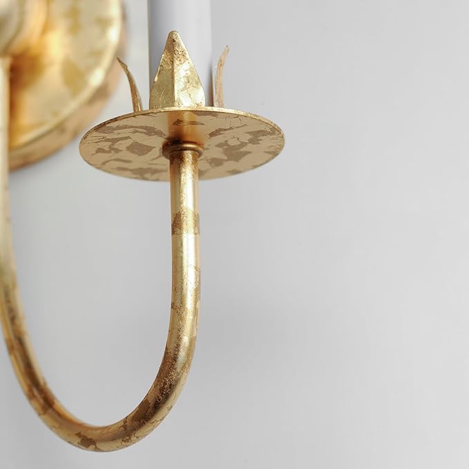 Maxim Lighting Paloma 2-Light Wall Sconce | Gold Leaf Finish | Biophilic Design with Iron Feather Plumes & Floral Bobeches | E12 Candelabra Base | Dimmable | Damp Rated | Model 2881GL
