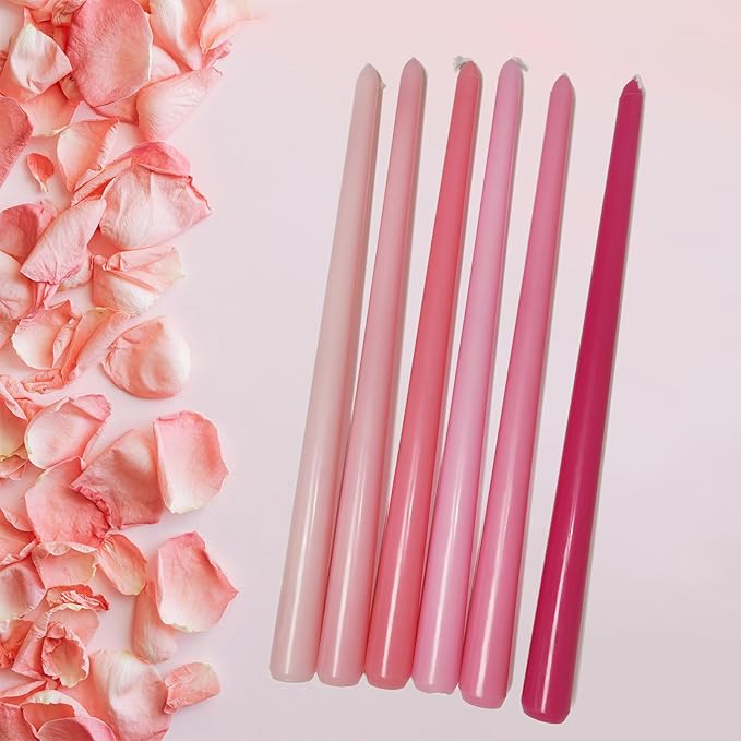 12 Inch Taper Candles 6 Pcs Unscented, Smokeless, Dripless Long Tapered Candlesticks Candles for Christmas Birthday Dinner Wedding Party Home Decor