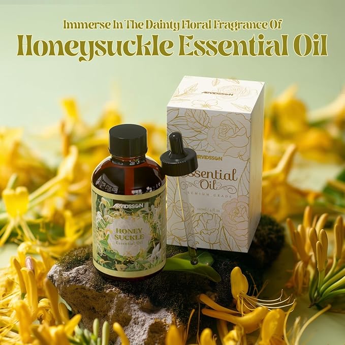 Honeysuckle Essential Oil 4 Fl Oz (120ml), Pure & Natural Honeysuckle Oil, Aromatherapy Essential Oils for Diffuser, Candle Making, Room Spray Diffuser Oils, Scented Oil Gift for Women