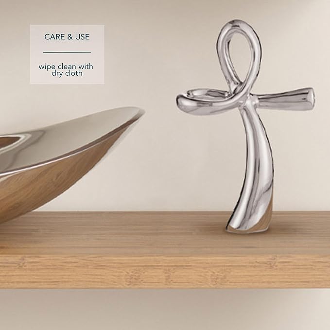 Nambé Sculptural Standing Cross – Religious Holiday Decoration, Spiritual Accent for Mantels, Tables, or Shelves, Collectible Nambé Alloy Design for Elegant Christmas Home Decor